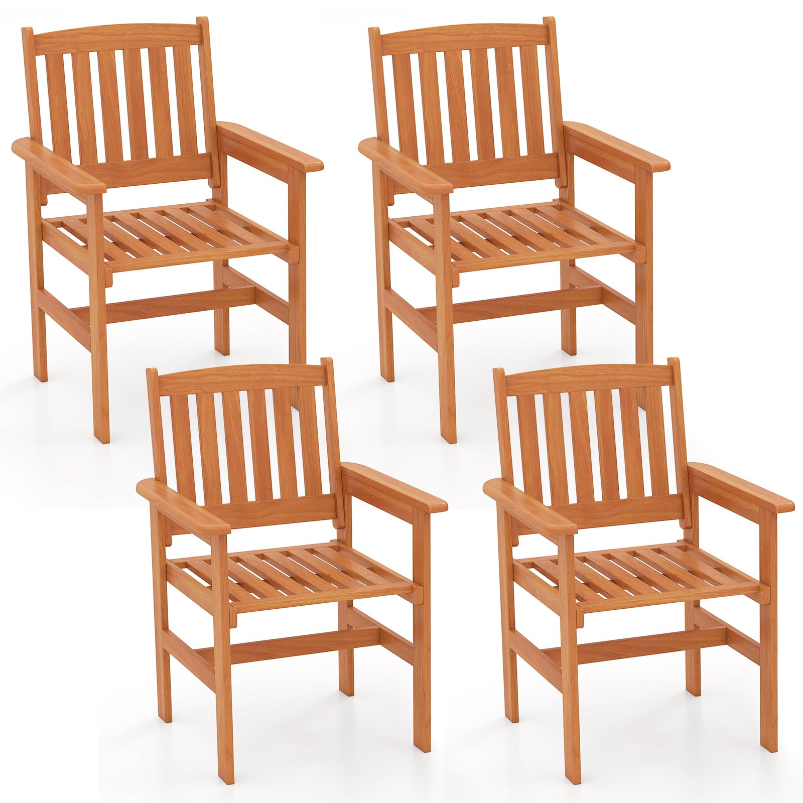 Tangkula Patio Chairs Set Outdoor Wooden Dining Chairs